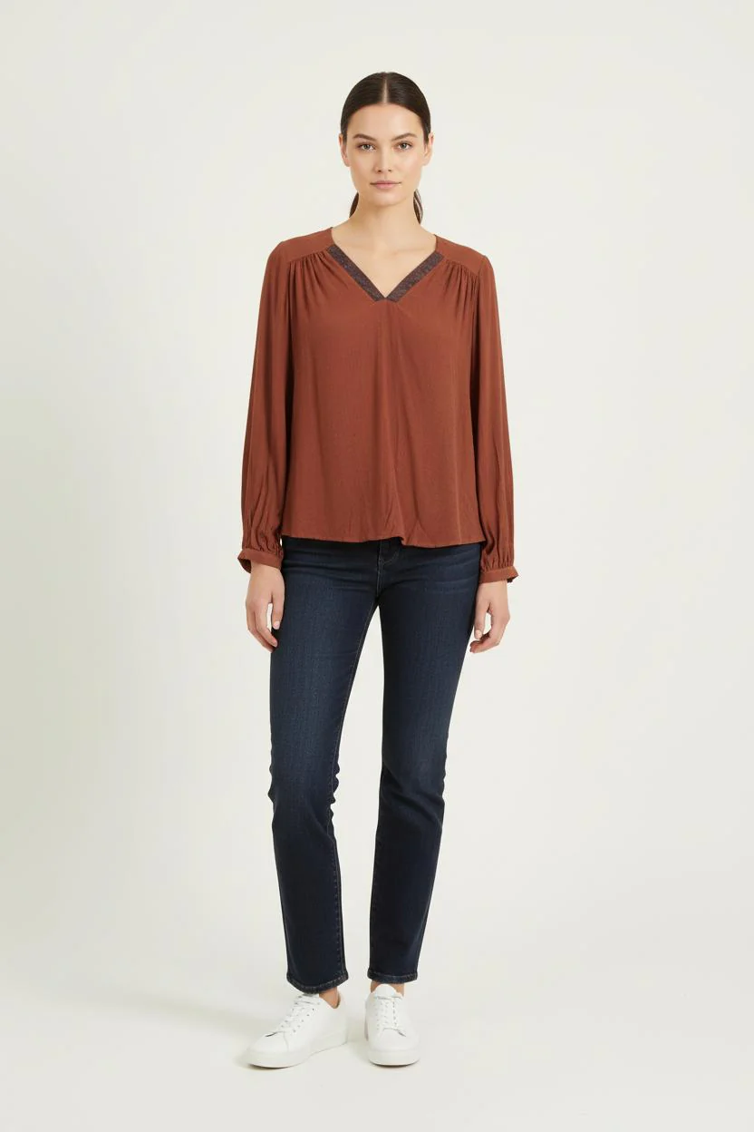Blouse Marron - Taille XS/34