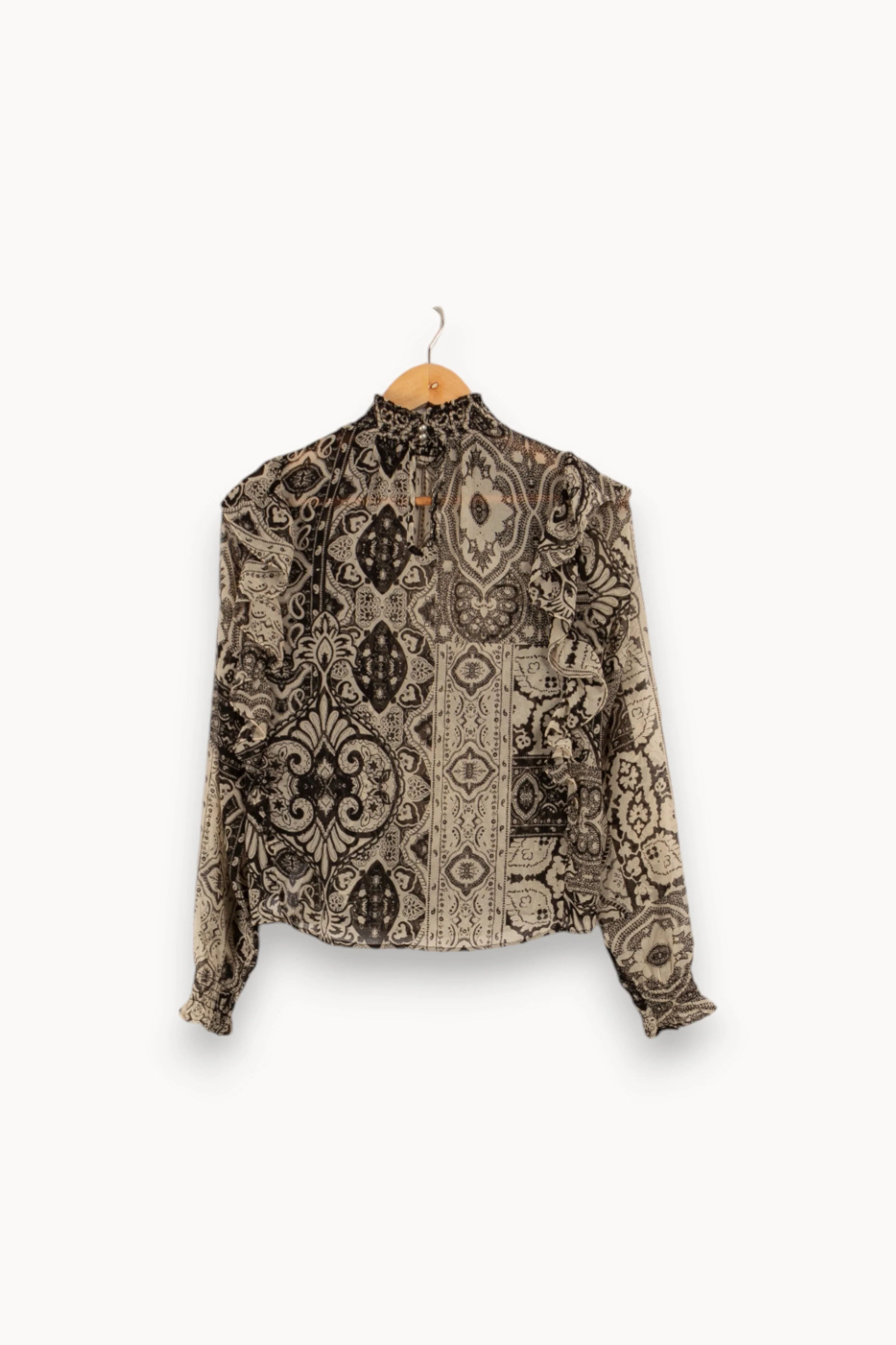 Blouse noire et blanche semi-transparente - Taille XS/34 - Image 4