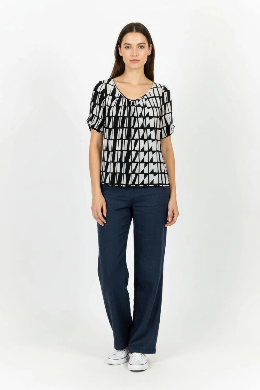 Blouse Noire et Blanche - Taille M/38