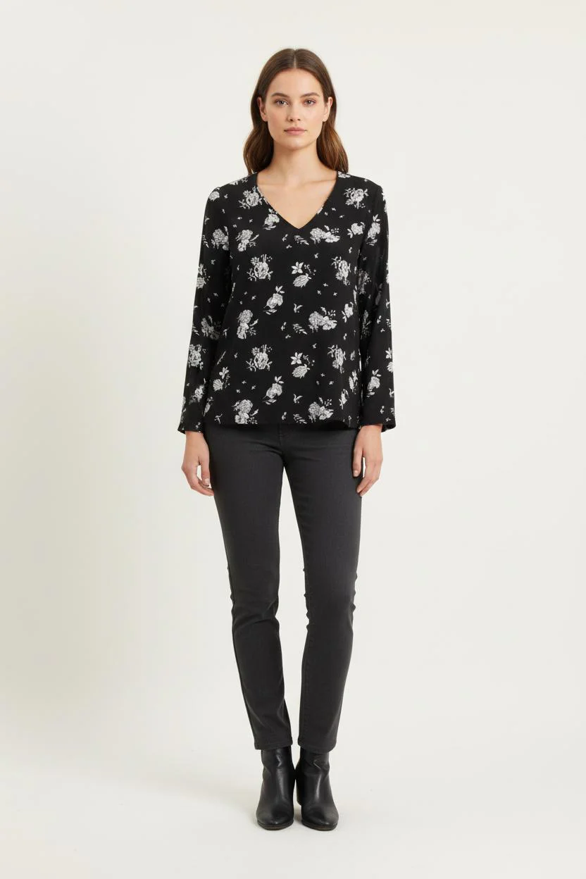 Blouse Noire et Blanche - Taille S/36