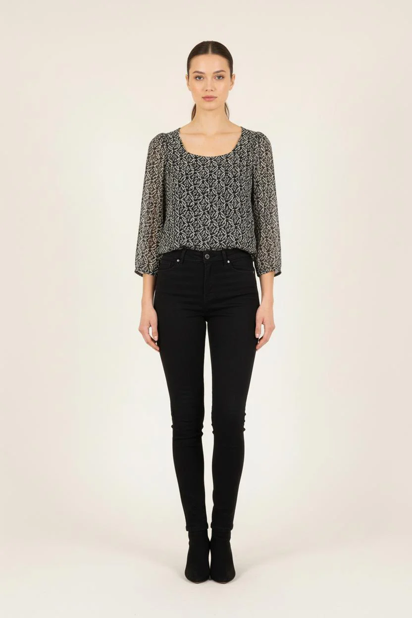 Blouse Noire et Blanche - Taille S/36
