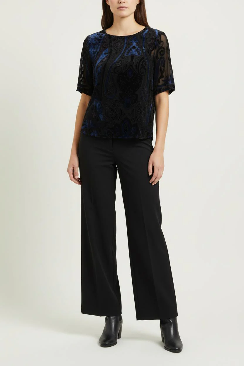 Blouse Noire et Bleue - Taille M/38