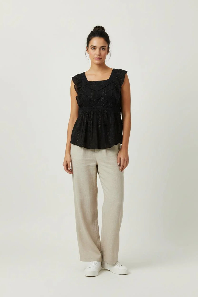 Blouse Noire et Dorée - Taille L/40