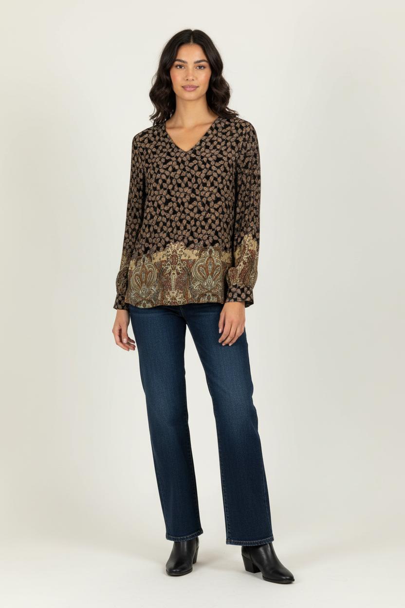 Blouse Noire et Marron - Taille M/38