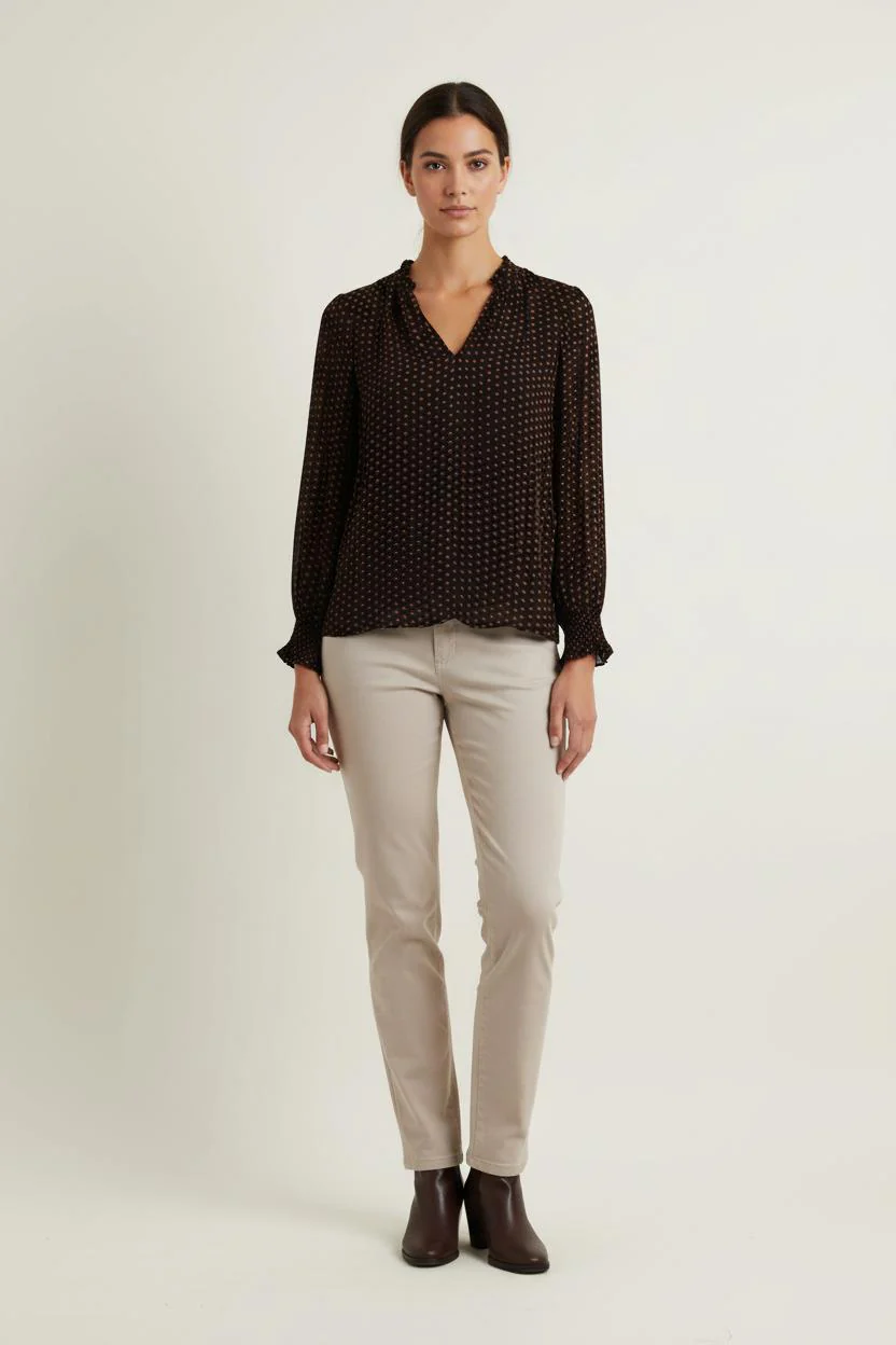 Blouse Noire et Marron - Taille XS/34
