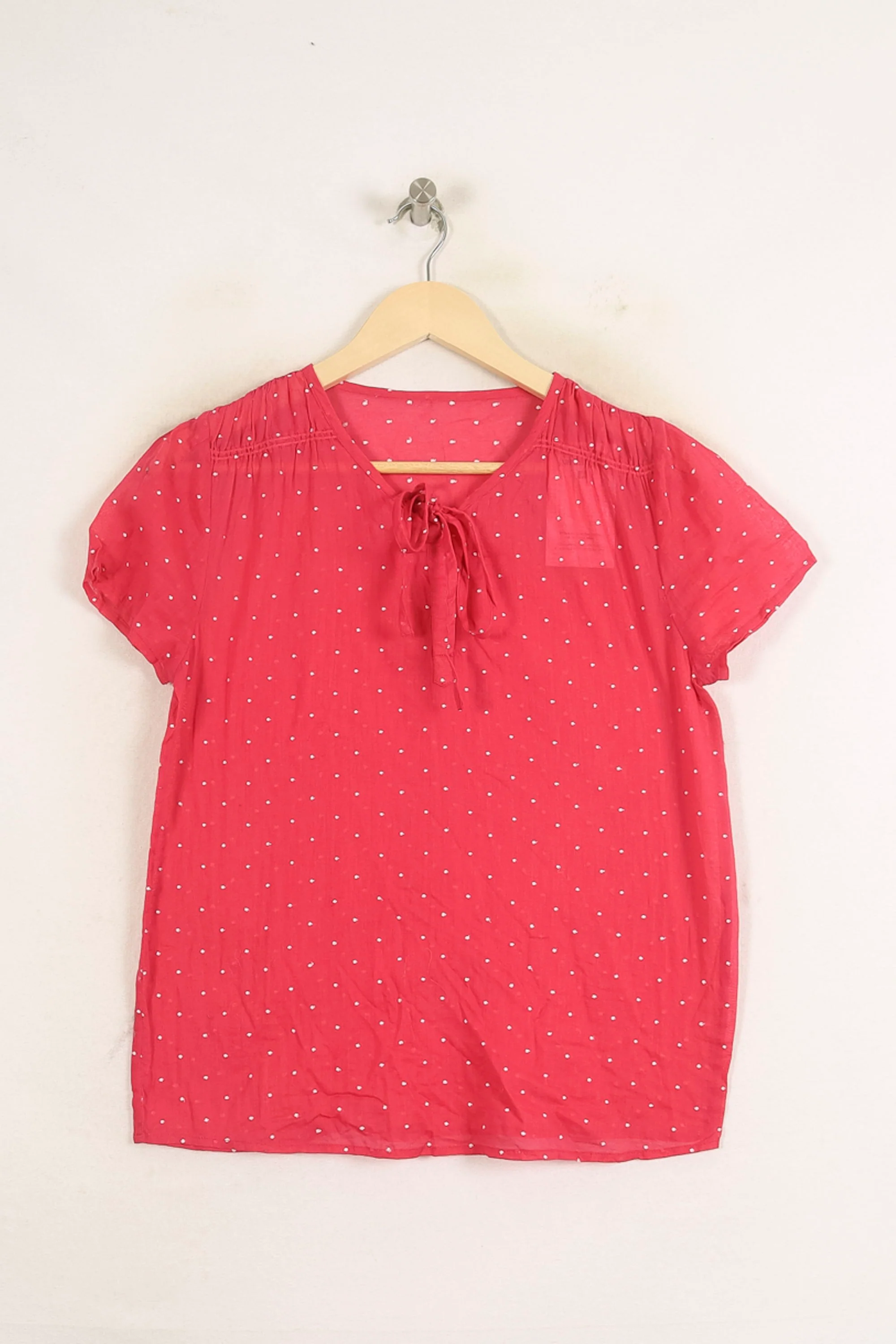 Blouse Rose à Pois Blancs - Taille S/36 - Image 2