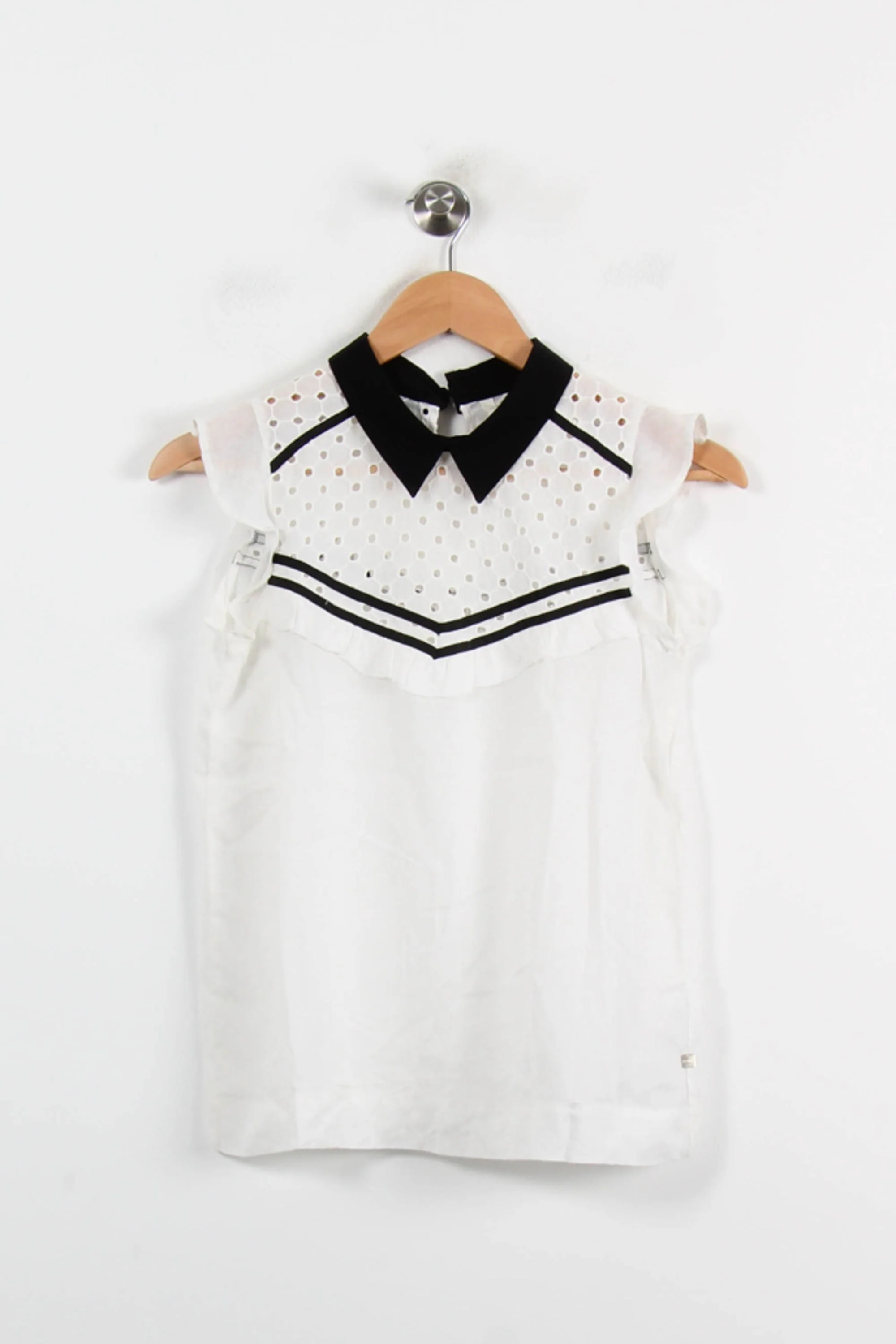 Blouse Sans Manches Blanche et Noire - Taille XS/34 - Image 2