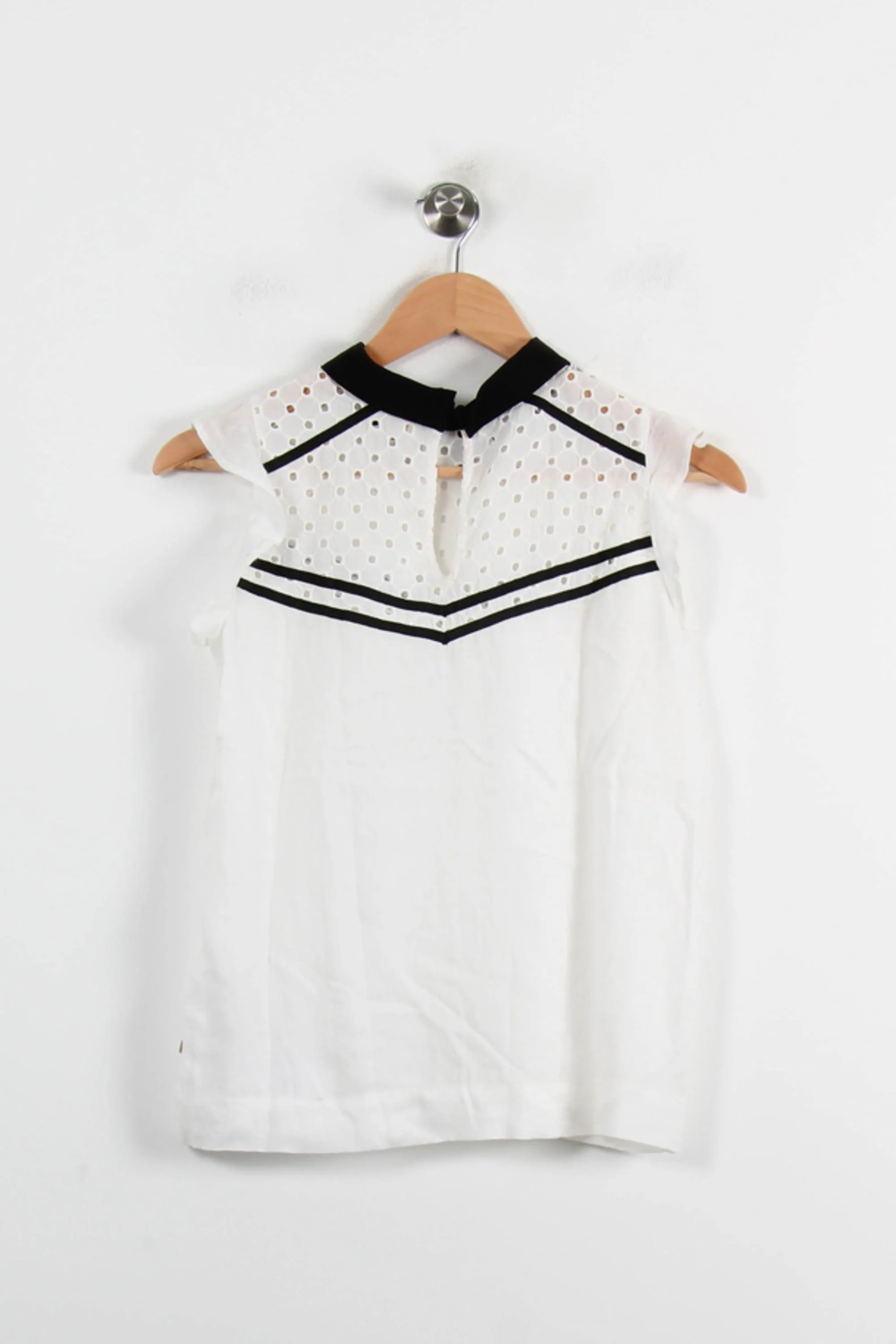 Blouse Sans Manches Blanche et Noire - Taille XS/34 - Image 4