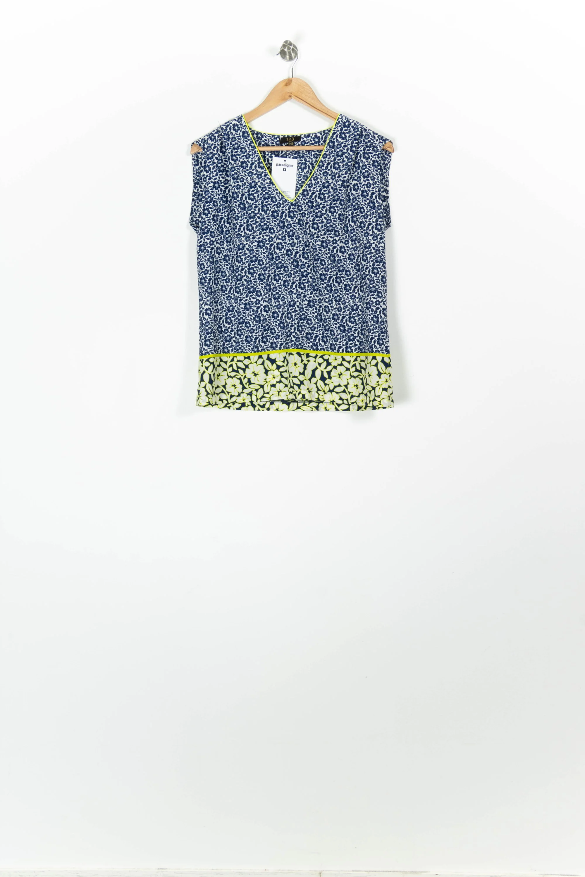 Blouse Sans Manches Bleu et Jaune - Taille S/36 - Image 2