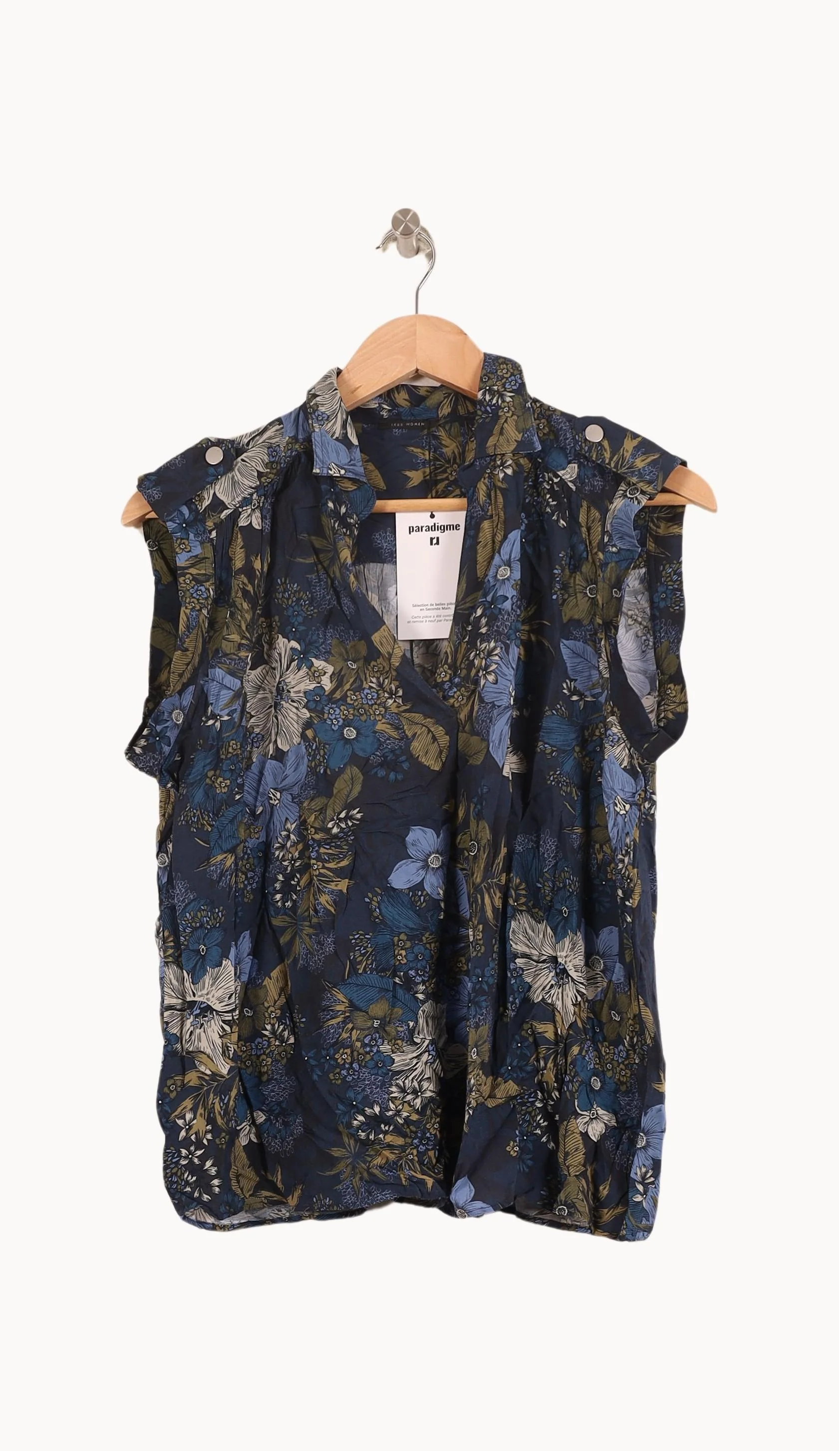 Blouse Sans Manches Bleu et Kaki - Taille L/40 - Image 2