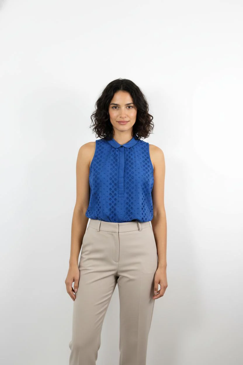 Blouse Sans Manches Bleue - Taille L/40