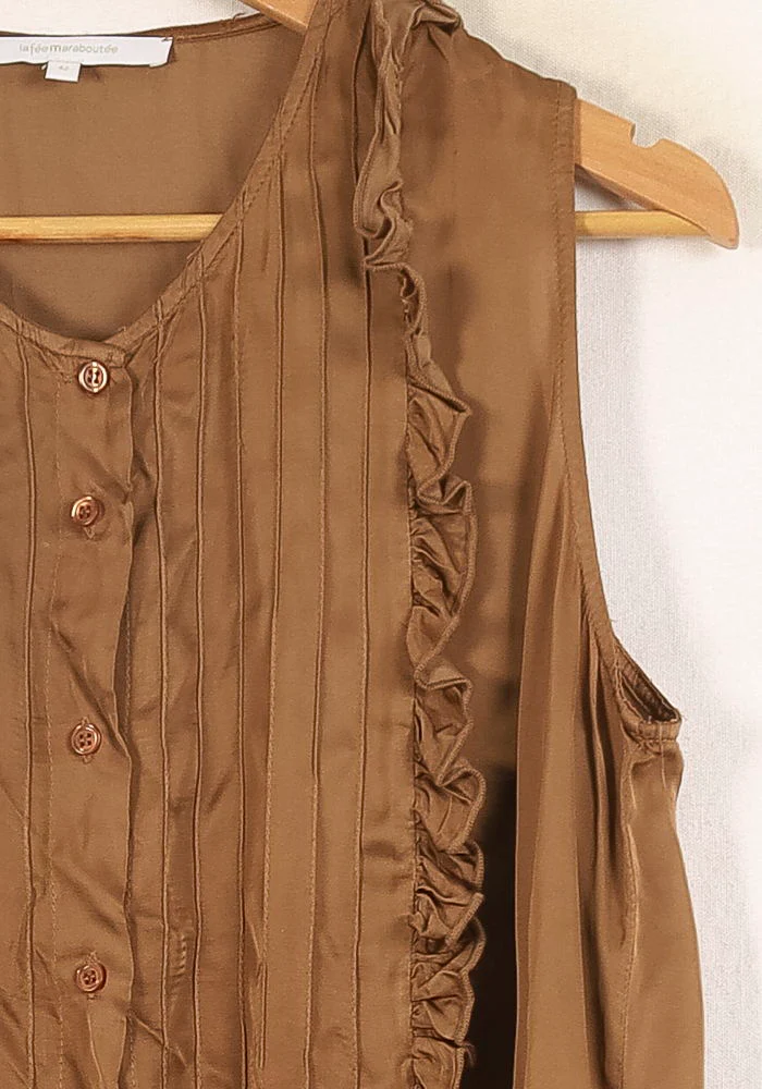 Blouse Sans Manches Marron - Taille XL/42 - Image 3