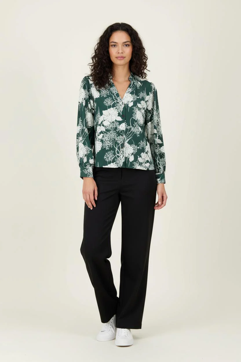 Blouse Verte et Blanche - Taille M/38