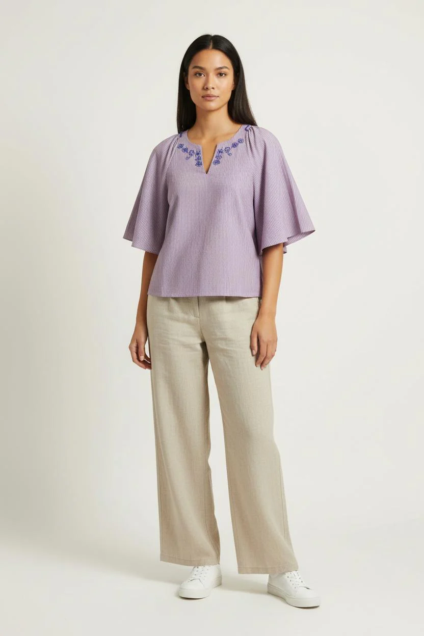 Blouse Violet et Bleu - Taille XS/34