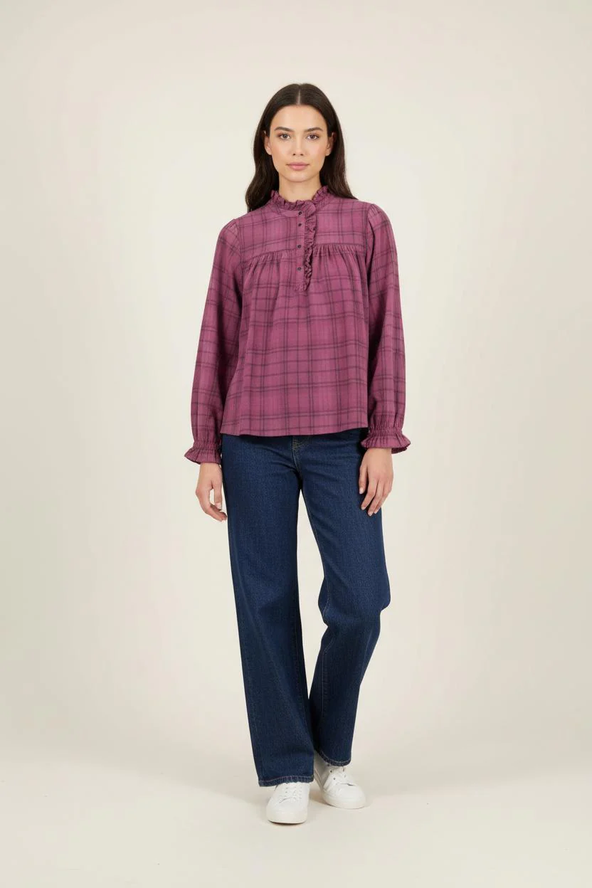 Blouse Violette à Carreaux - Taille XS/34
