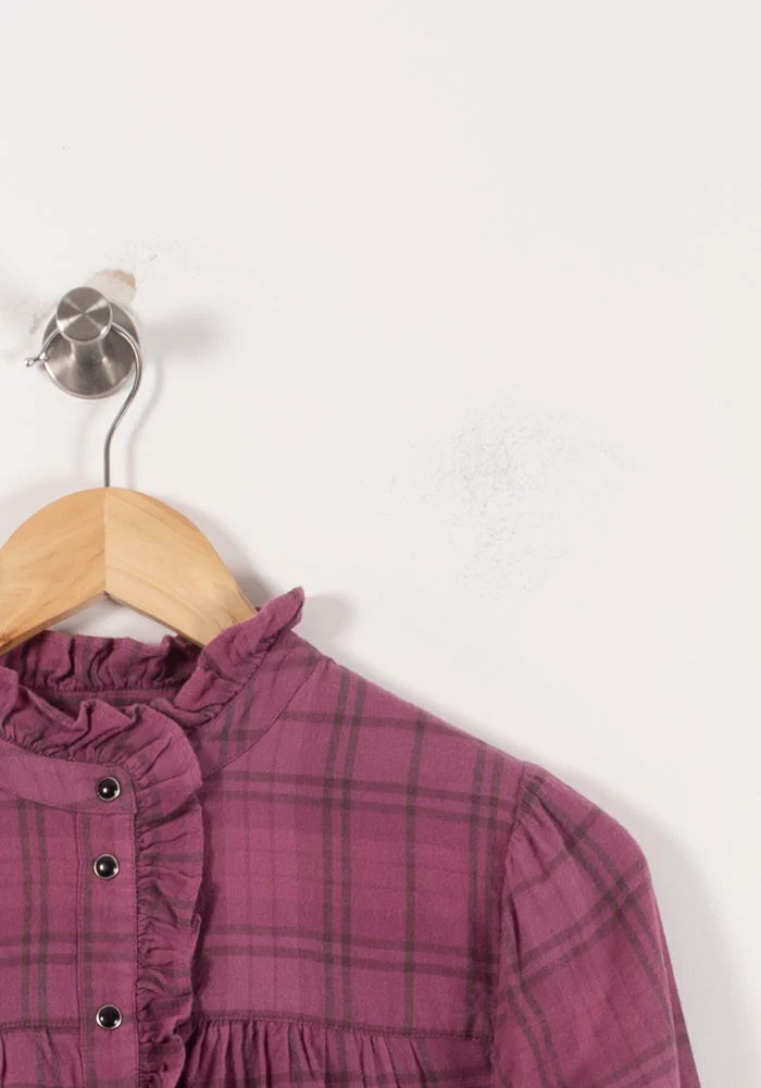 Blouse Violette à Carreaux - Taille XS/34 - Image 3