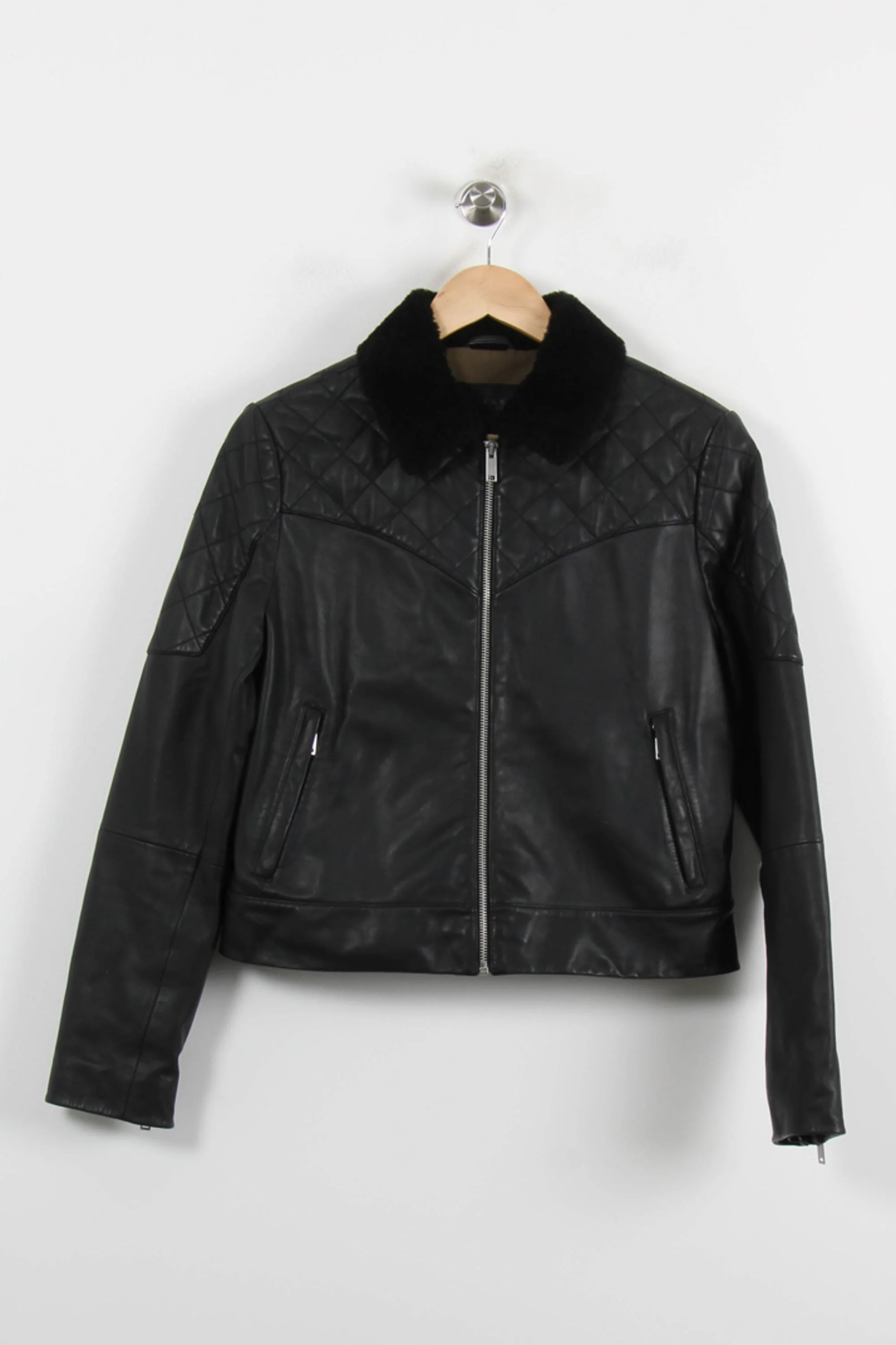 Blouson en Cuir Noir - Taille L/40 - Image 2