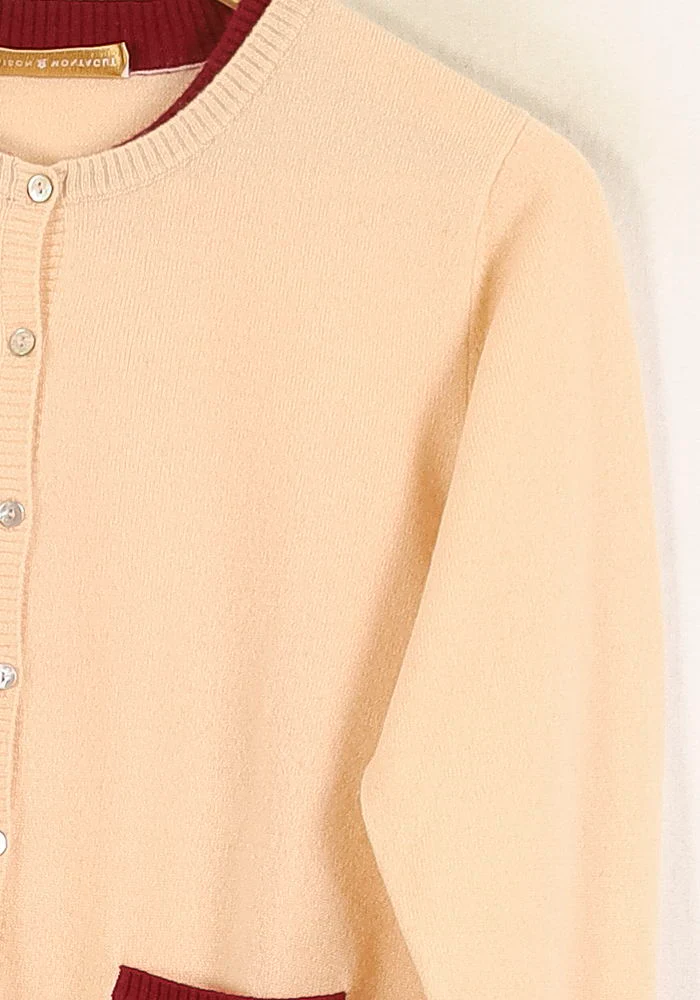 Cardigan Beige et Bordeaux - Taille L/40 - Image 3