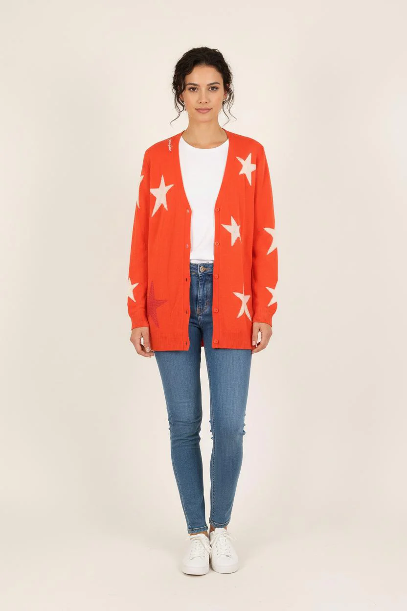 Cardigan Orange et Blanc - Taille S/36