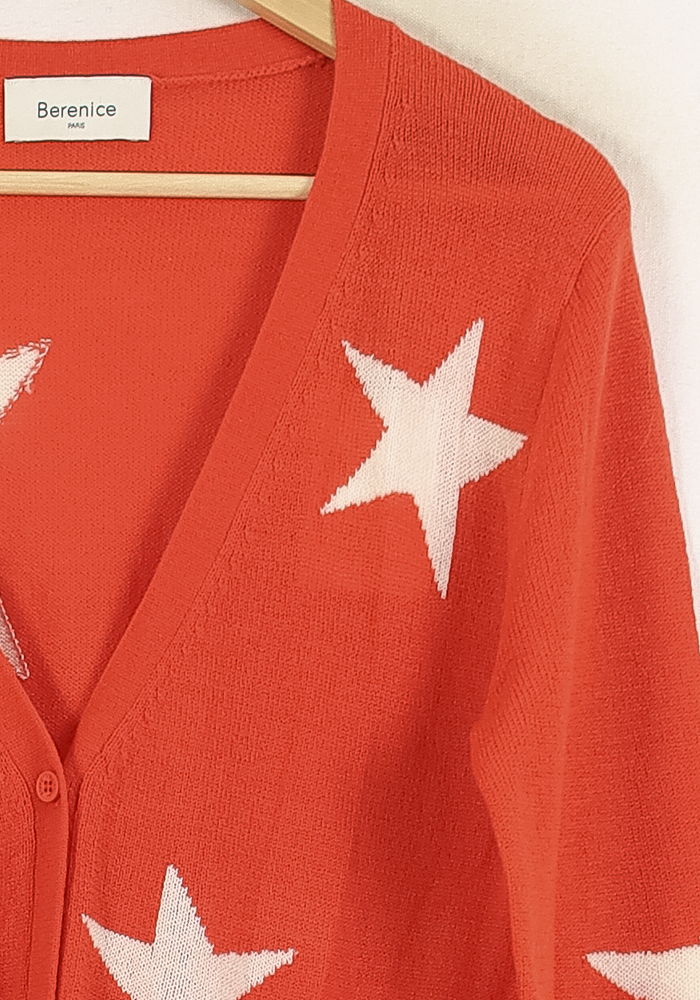 Cardigan Orange et Blanc - Taille S/36 - Image 3