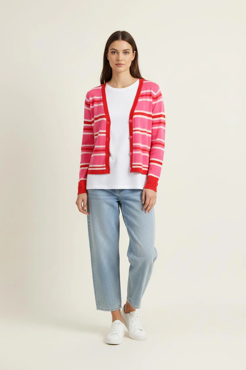 Cardigan Rose et Rouge - Taille T.U.