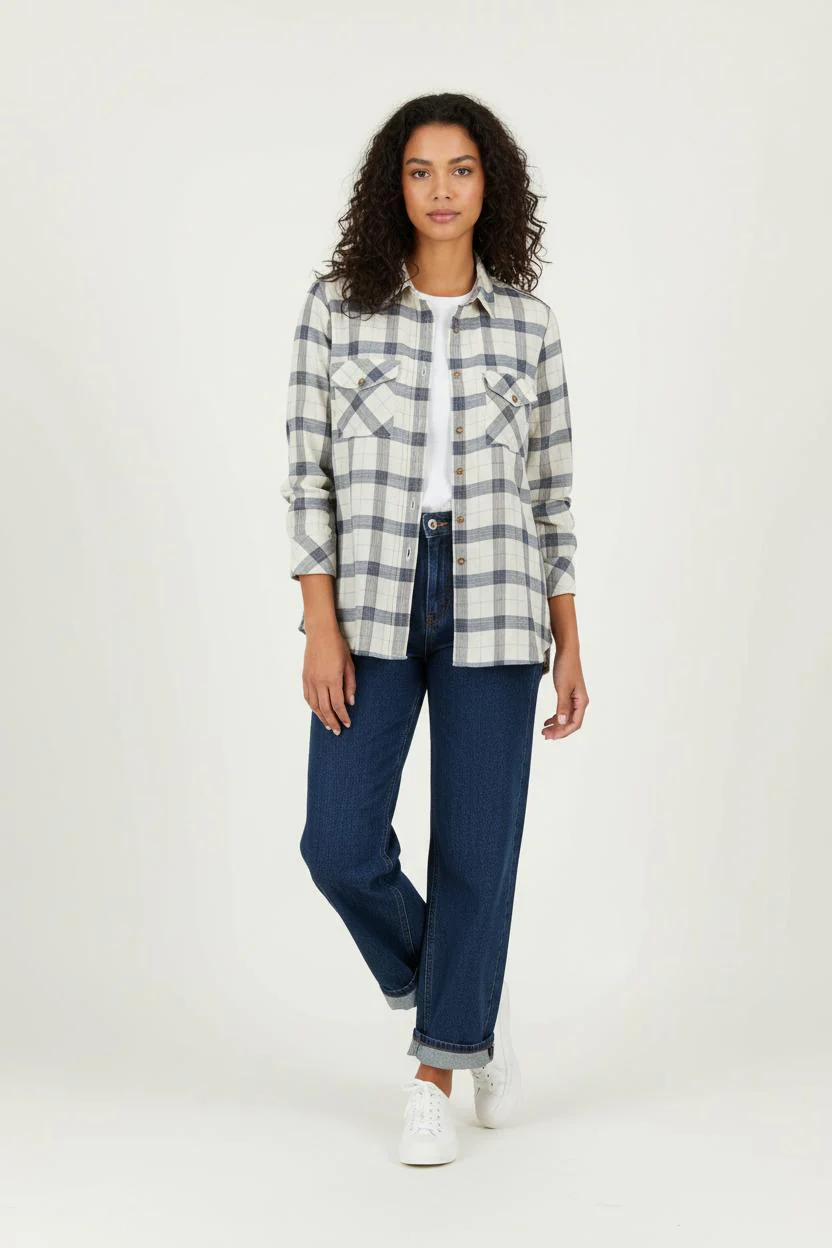Chemise à Carreaux Beige et Bleu - Taille XXL/44