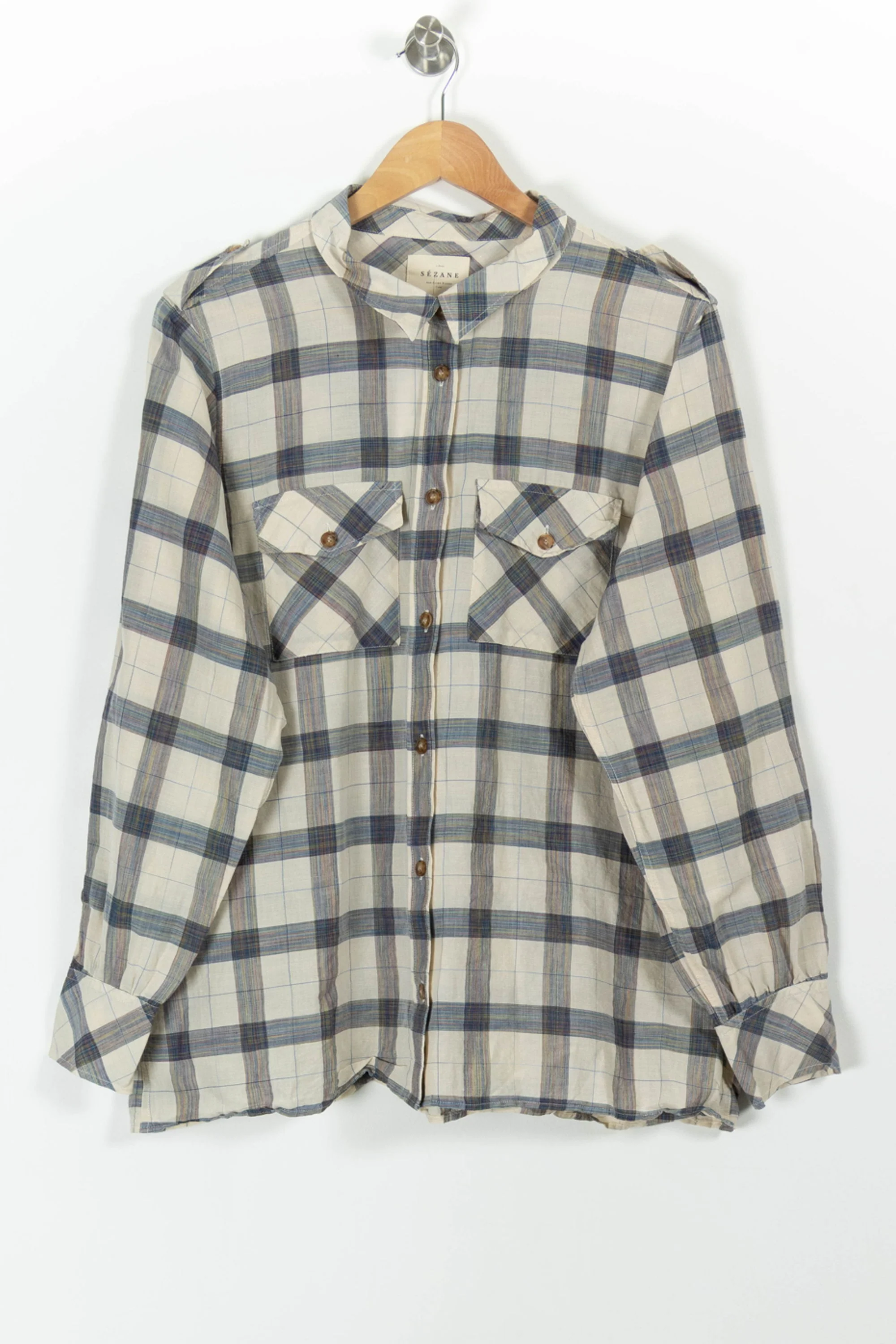 Chemise à Carreaux Beige et Bleu - Taille XXL/44 - Image 2