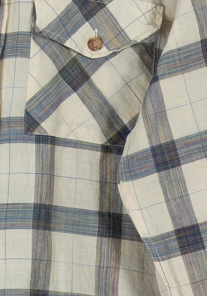 Chemise à Carreaux Beige et Bleu - Taille XXL/44 - Image 3