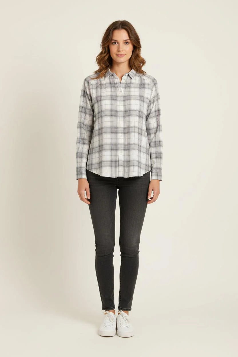 Chemise À Carreaux Beige et Gris - Taille L/40