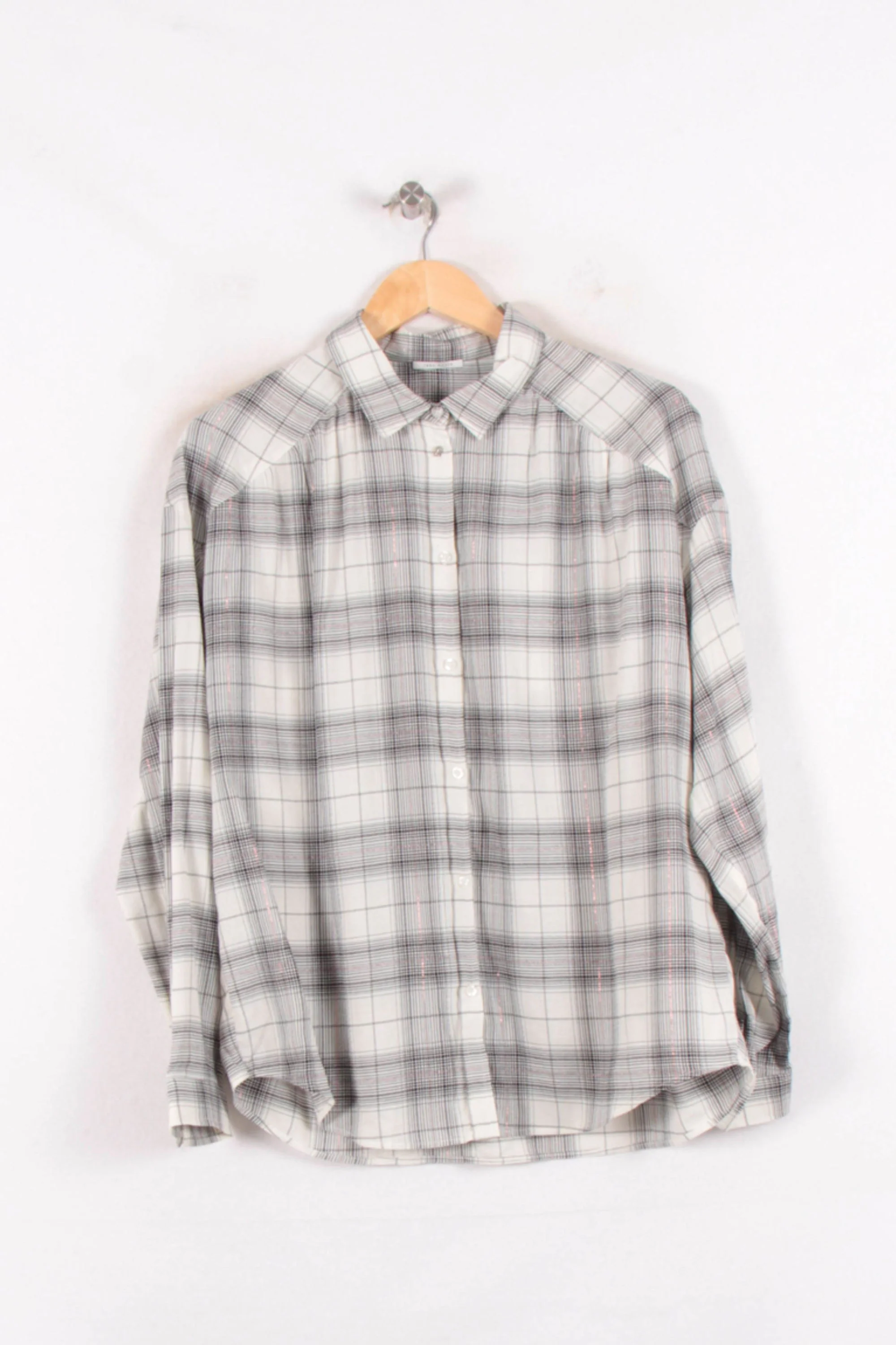 Chemise À Carreaux Beige et Gris - Taille L/40 - Image 2