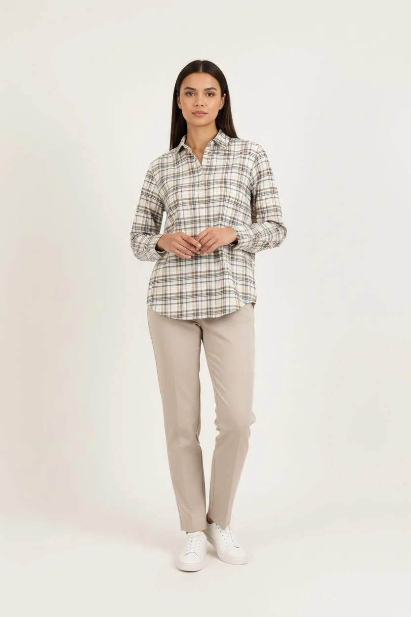 Chemise à Carreaux Beige et Noir - Taille S/36