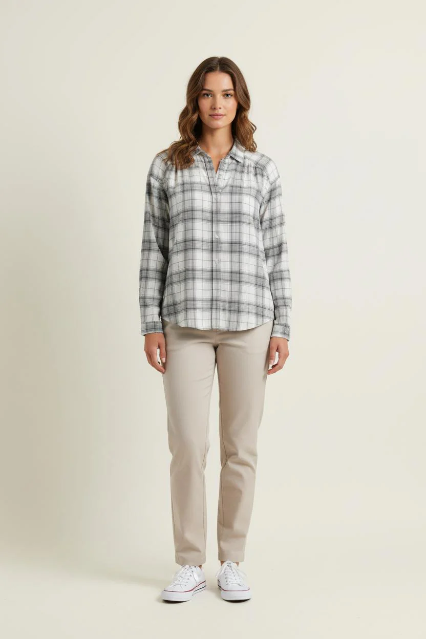 Chemise à Carreaux Blanche et Noire - Taille XS/34