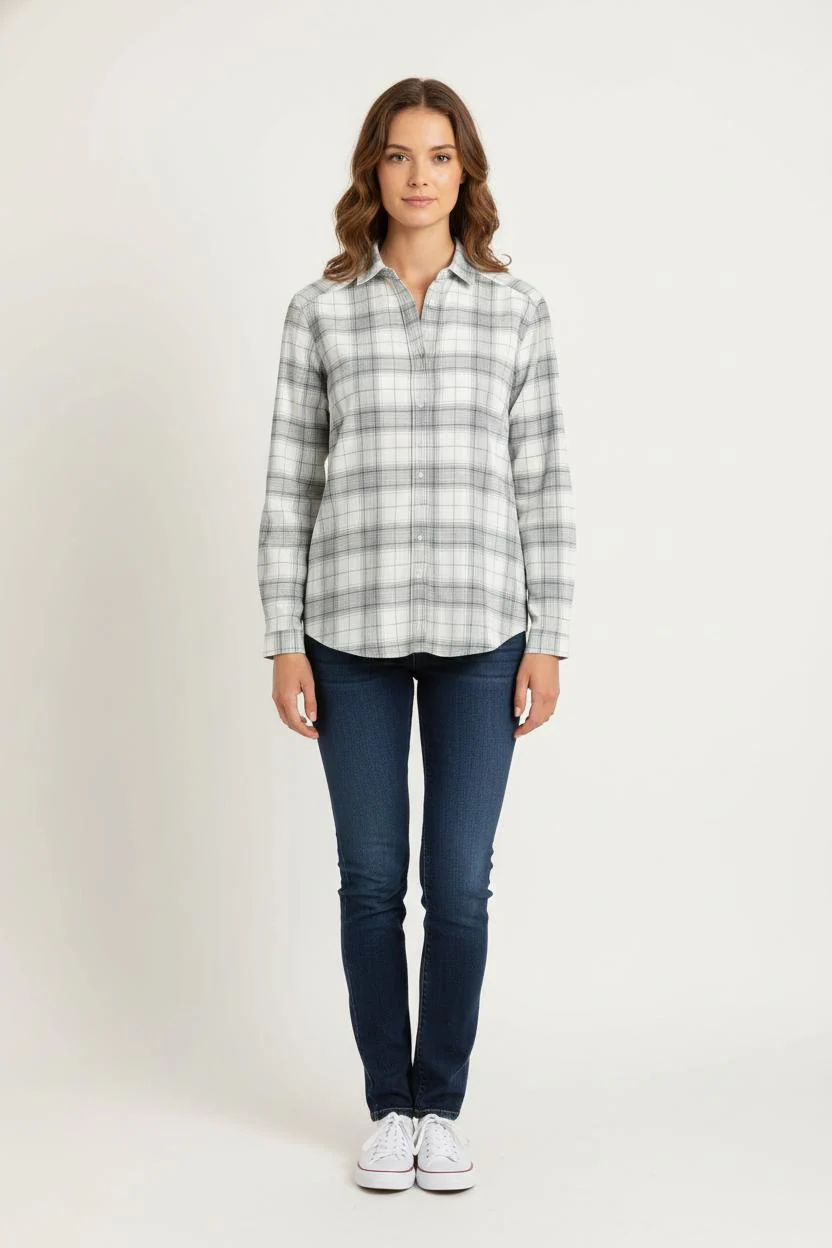 Chemise À Carreaux Blanche et Noire - Taille XS/34