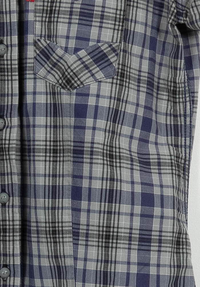 Chemise à Carreaux Bleue et Grise - Taille S/36 - Image 3