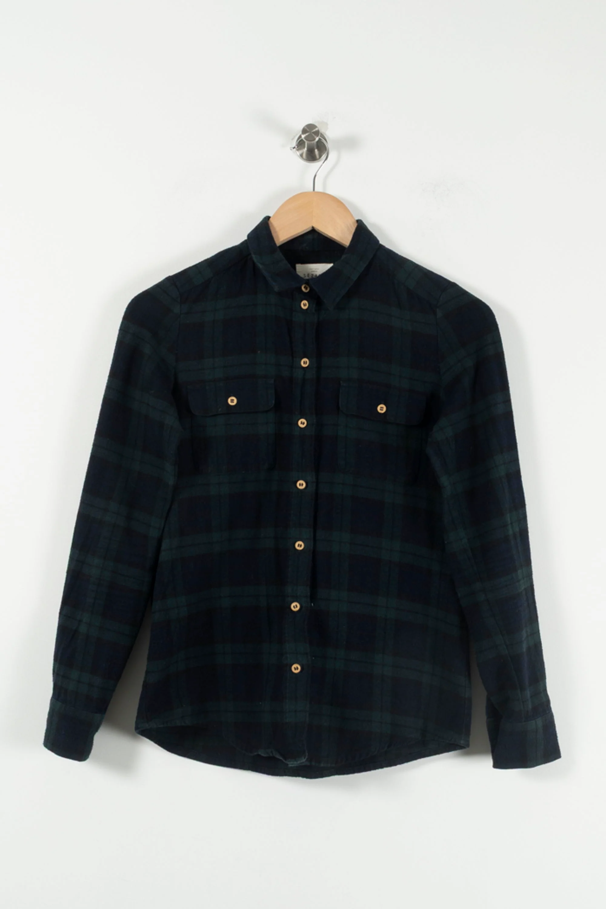 Chemise à Carreaux Bleue et Verte - Taille XS/34 - Image 2