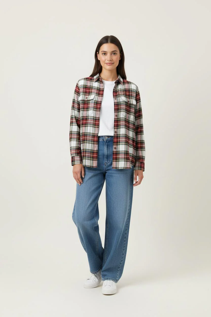 Chemise À Carreaux Bordeaux et Blanche - Taille S/36