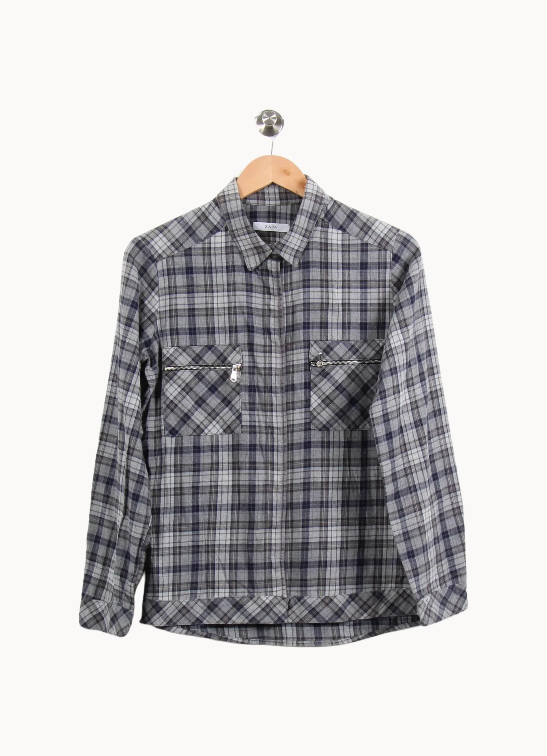 Chemise à Carreaux Grise et Bleue - Taille L/40 - Image 2