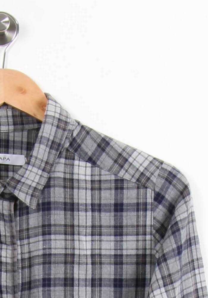 Chemise à Carreaux Grise et Bleue - Taille L/40 - Image 3