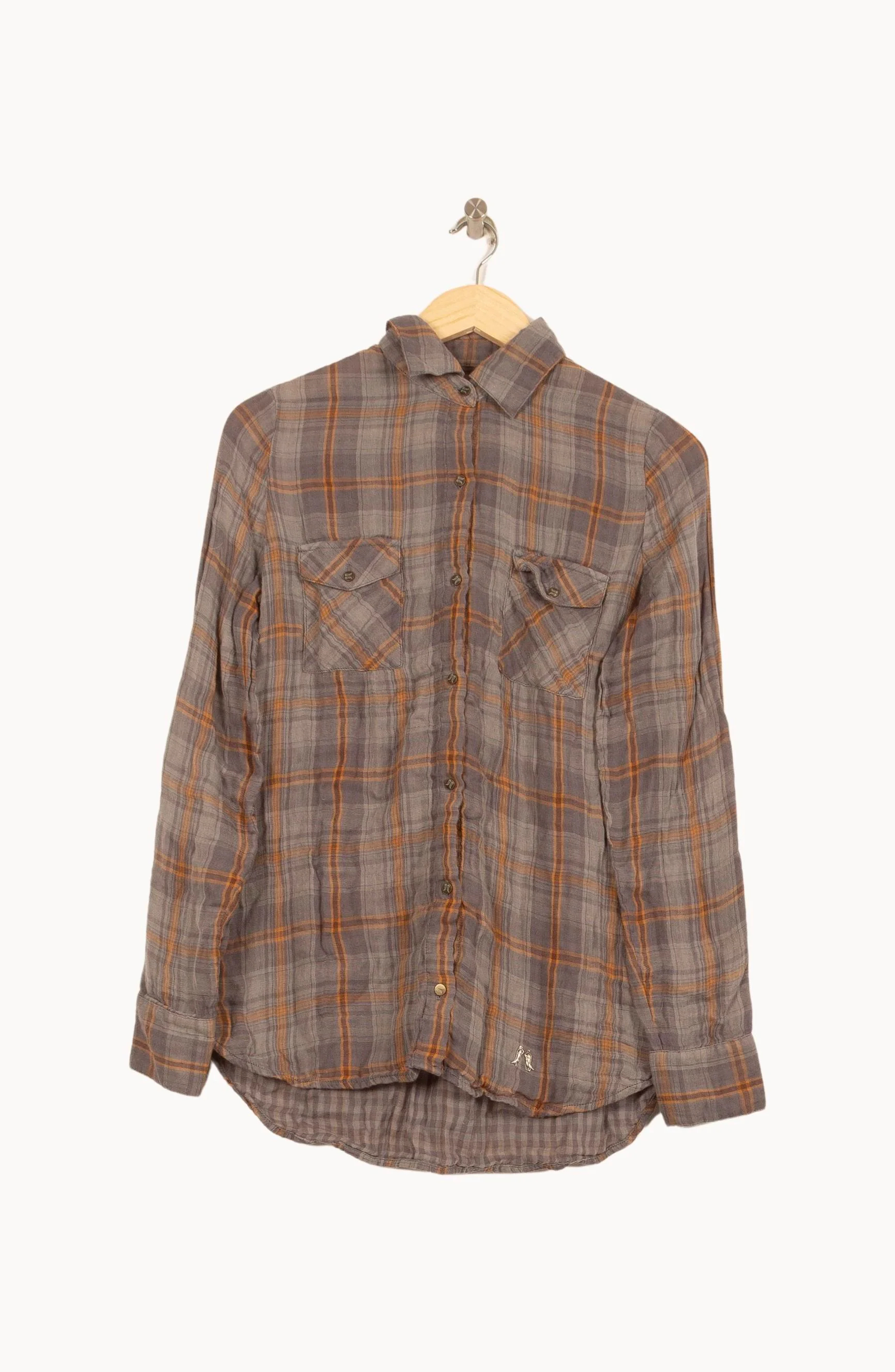 Chemise À Carreaux Grise et Orange - Taille S/36 - Image 2