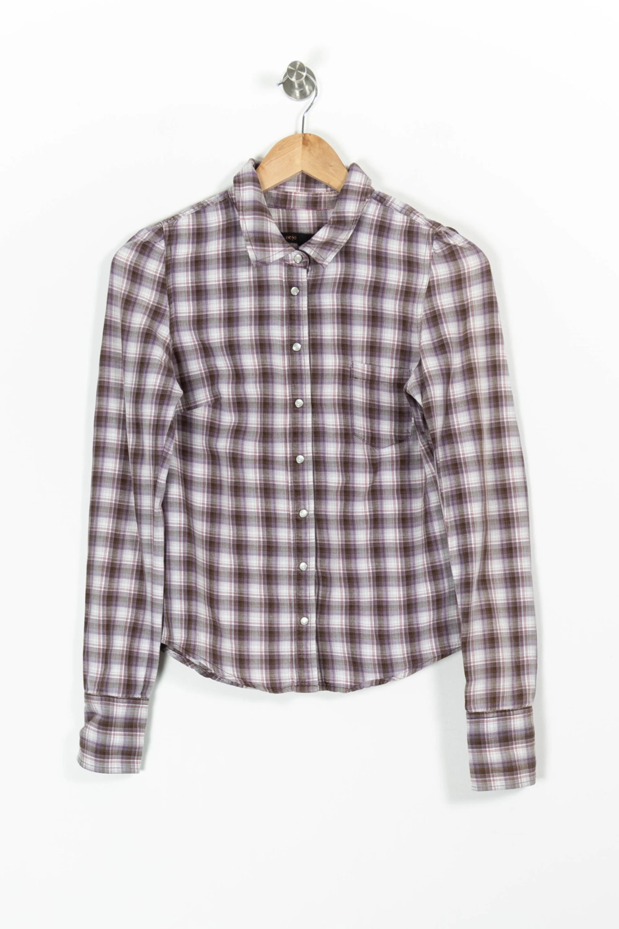 Chemise À Carreaux Marron et Blanche - Taille XS/34 - Image 2