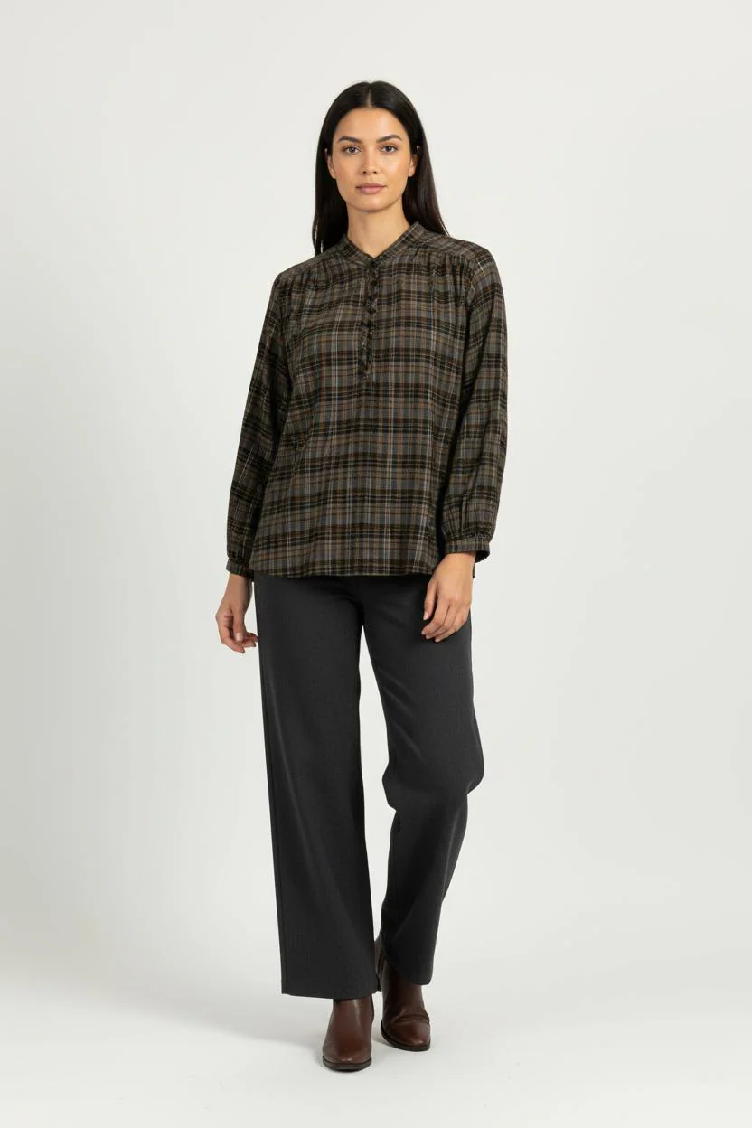 Chemise À Carreaux Marron et Noir - Taille S/36