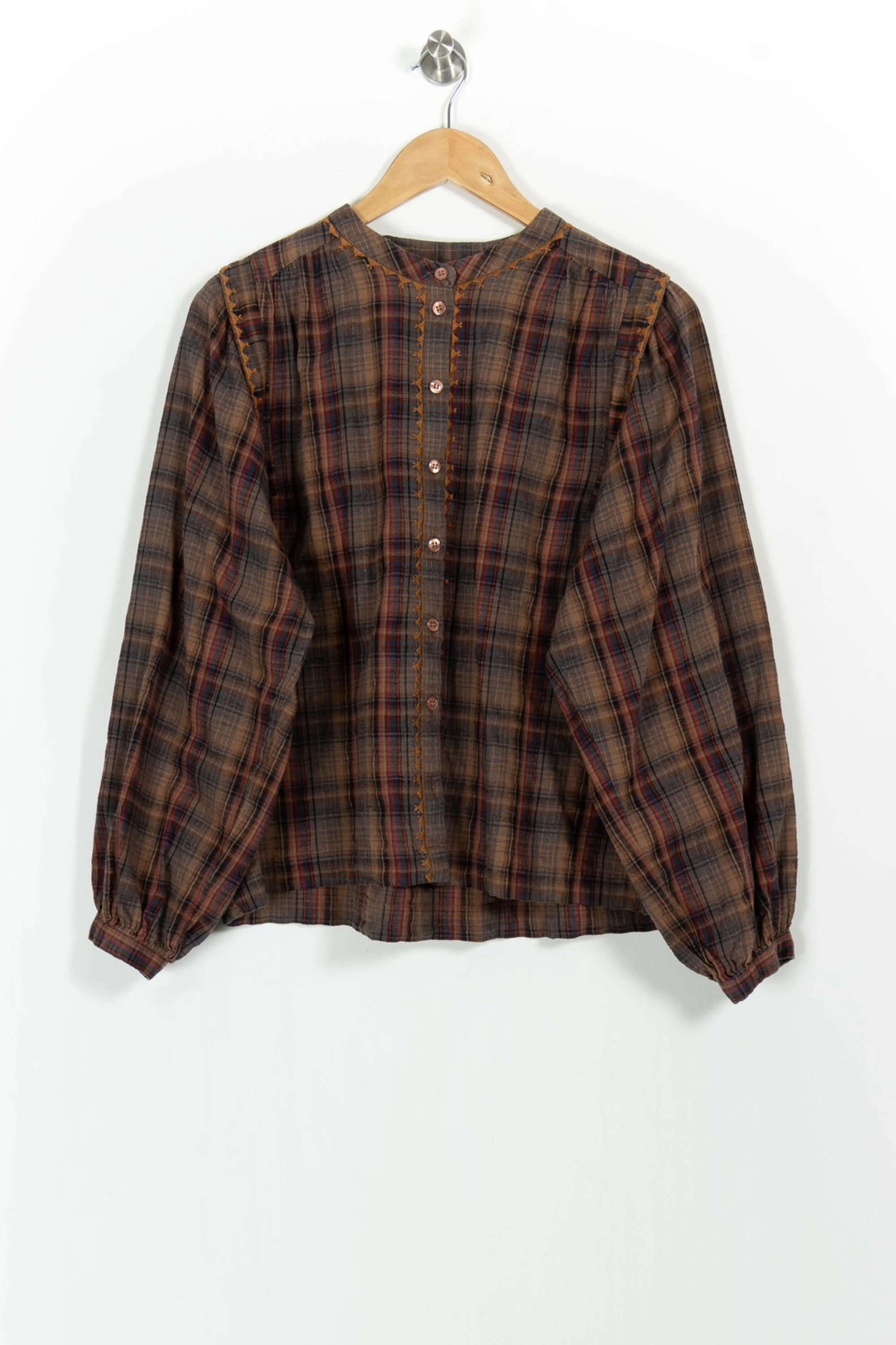 Chemise à Carreaux Marron et Rouge - Taille M/38 - Image 2