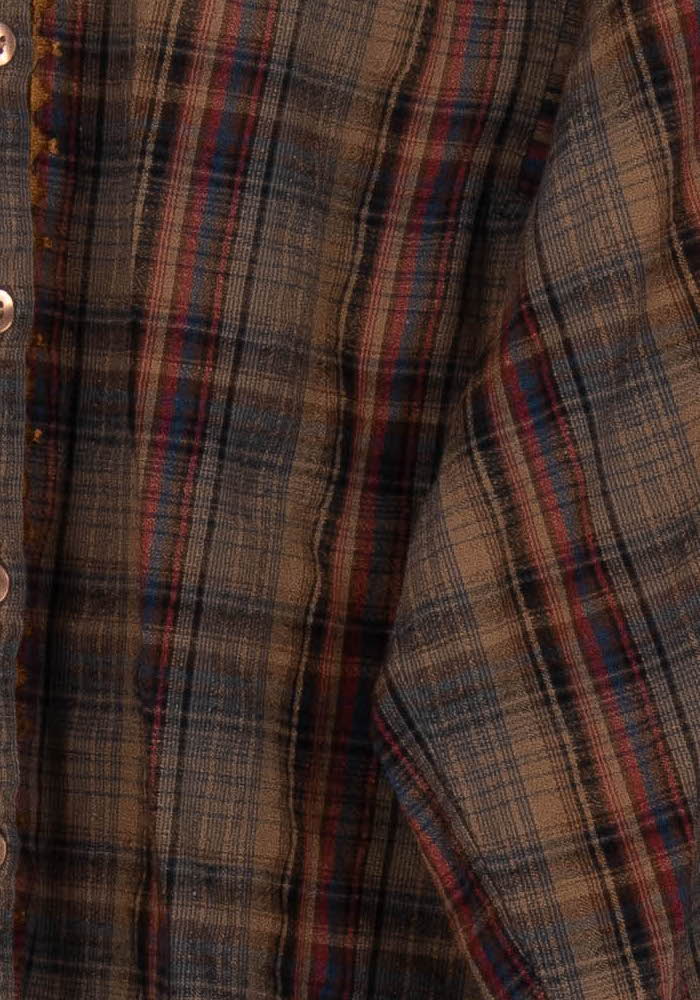 Chemise à Carreaux Marron et Rouge - Taille M/38 - Image 3
