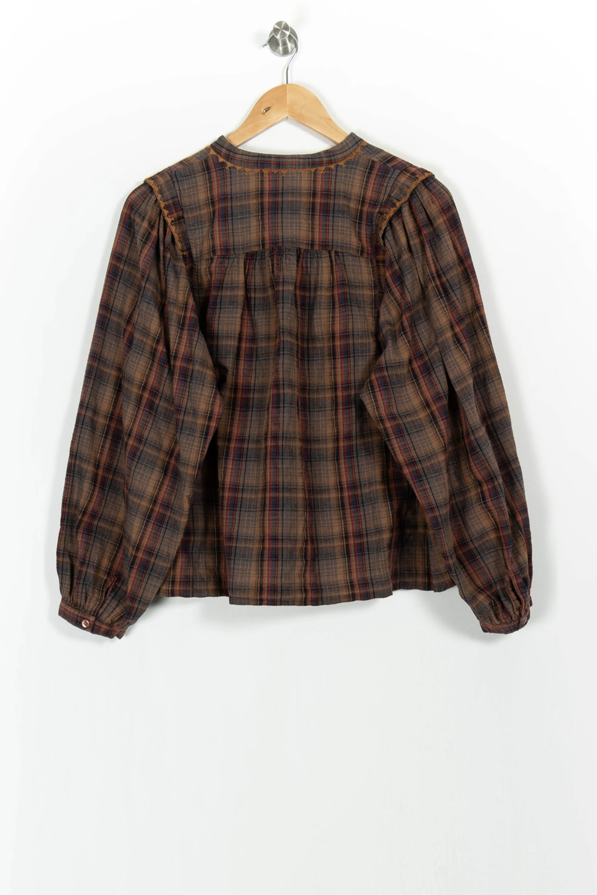 Chemise à Carreaux Marron et Rouge - Taille M/38 - Image 4