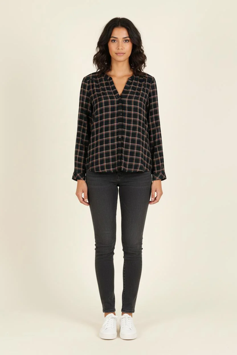 Chemise À Carreaux Noire et Blanche - Taille S/36