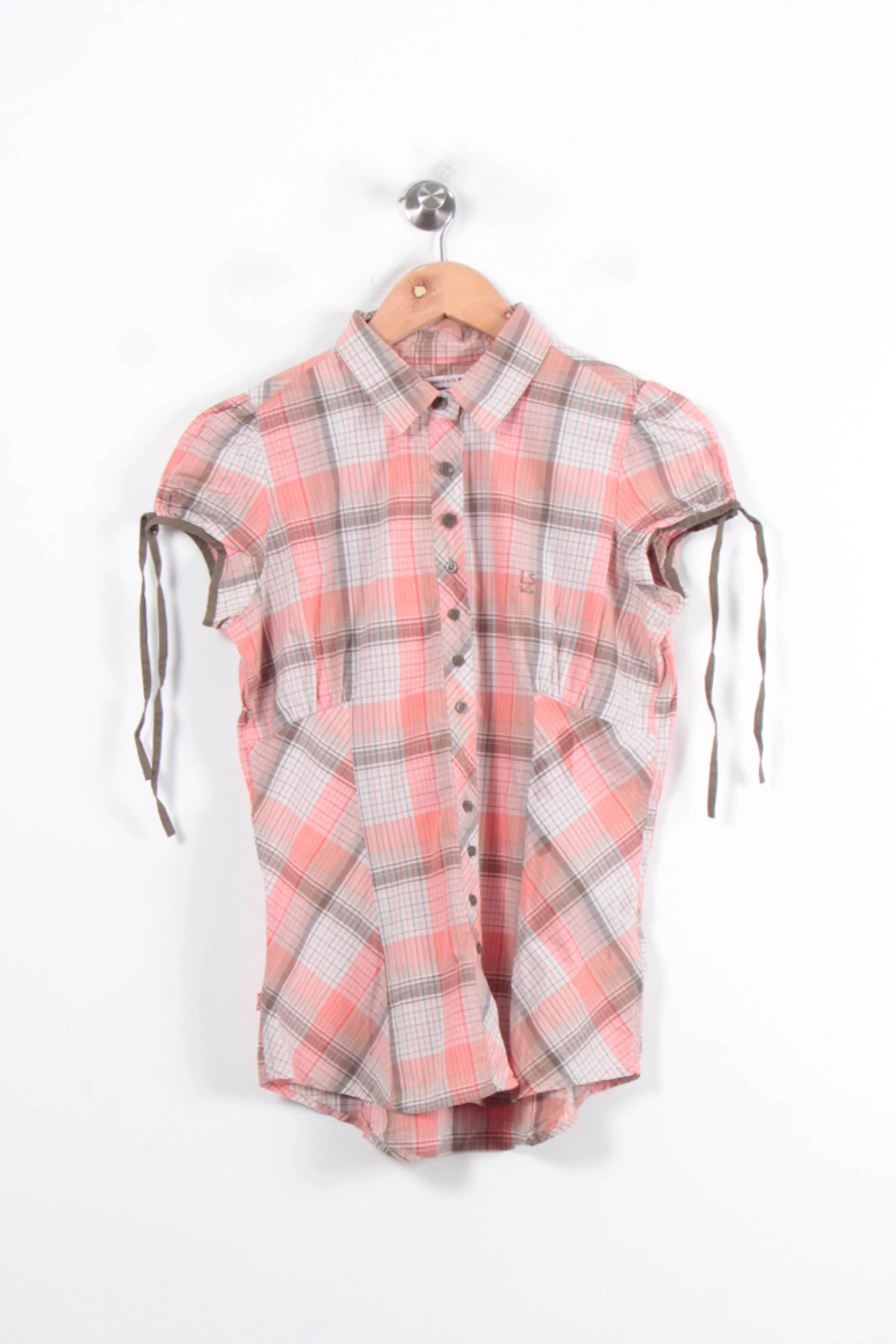 Chemise à Carreaux Rose et Beige - Taille S/36 - Image 2
