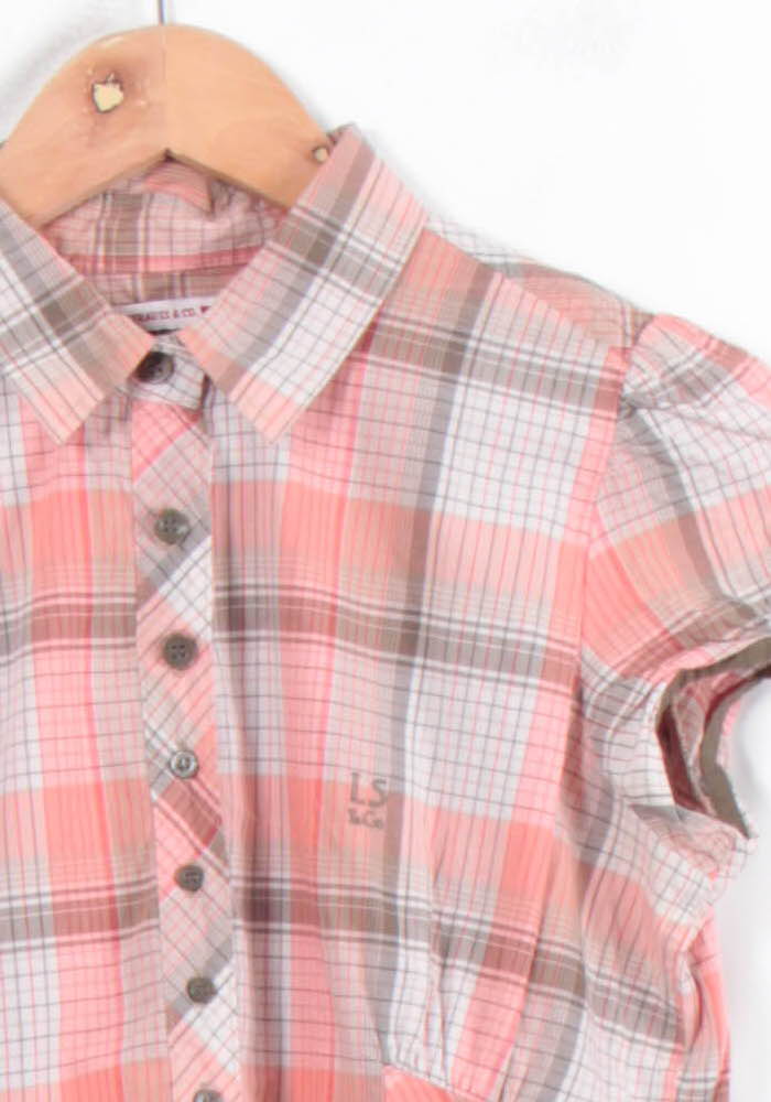 Chemise à Carreaux Rose et Beige - Taille S/36 - Image 3
