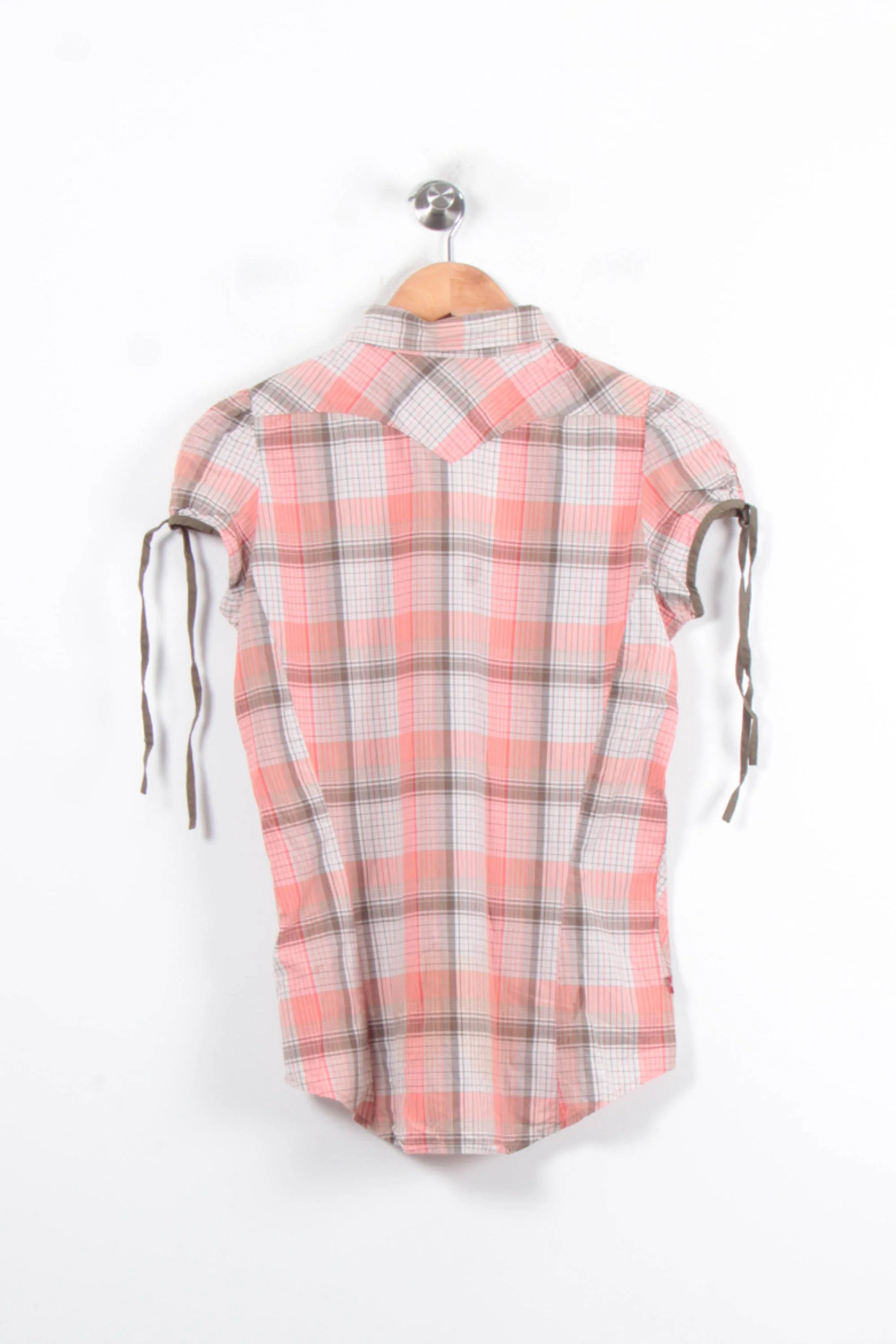 Chemise à Carreaux Rose et Beige - Taille S/36 - Image 4