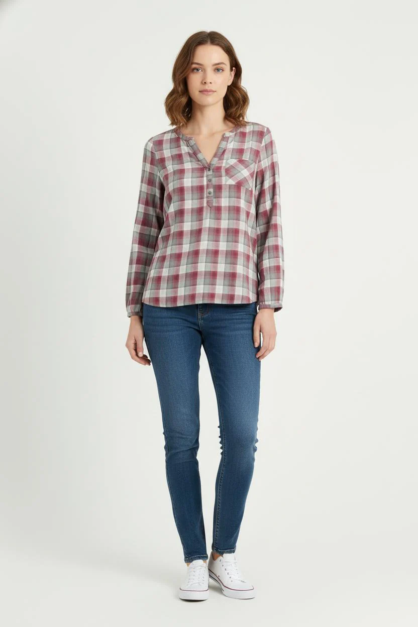 Chemise À Carreaux Rouge et Grise - Taille M/38