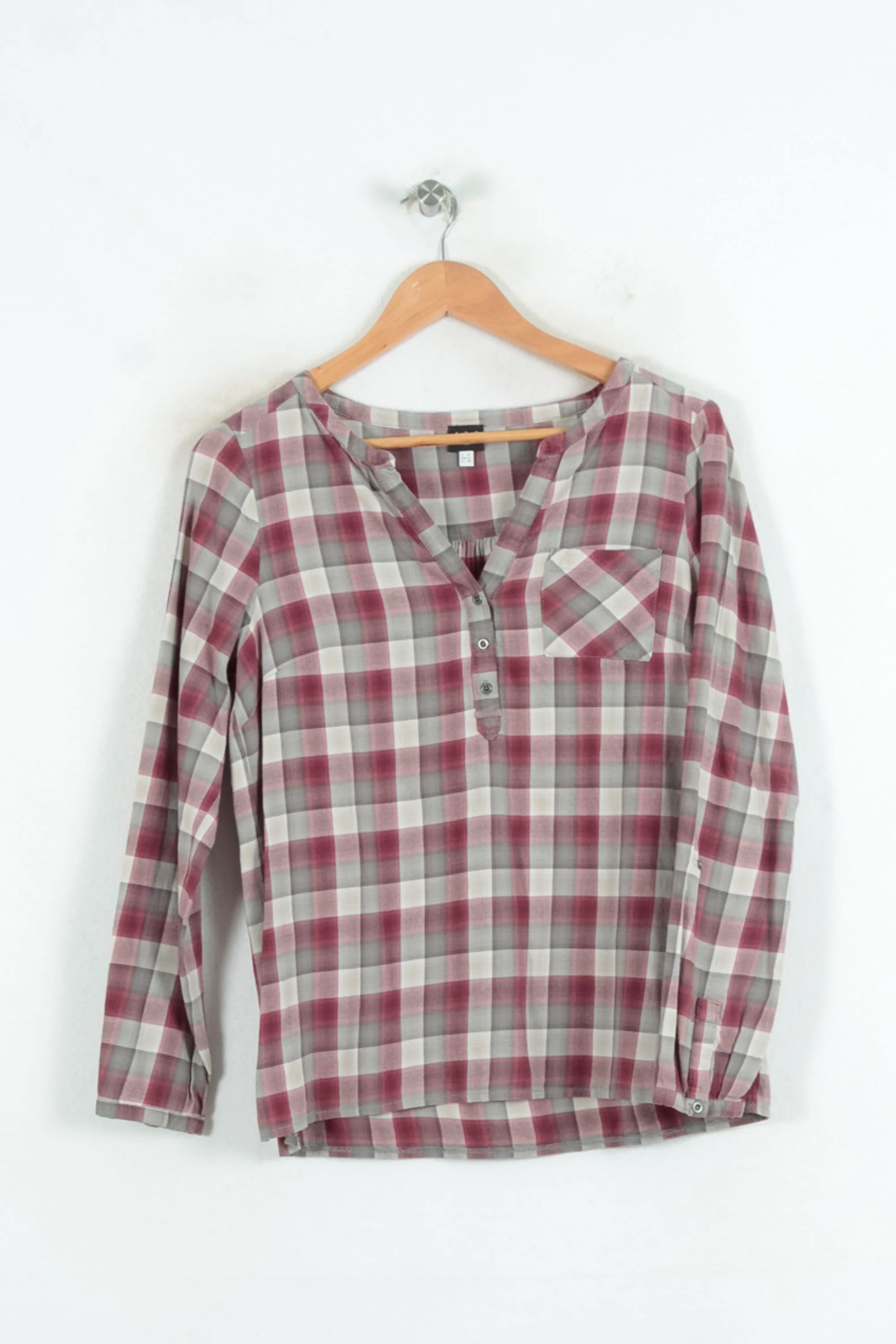 Chemise À Carreaux Rouge et Grise - Taille M/38 - Image 2
